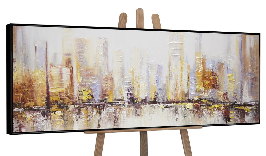 YS-Art Abstrakt Stil Acryl Gemälde auf Leinwand Megapolis Grossstadt handgemalt Wandbilder Wohnzimme