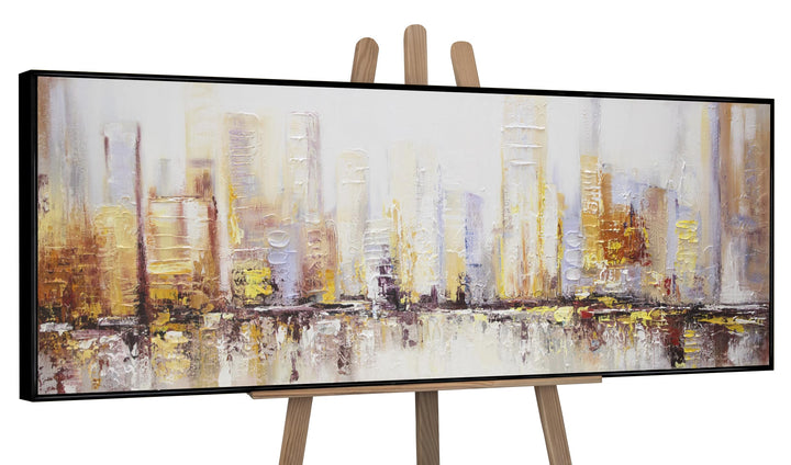YS-Art Abstrakt Stil Acryl Gemälde auf Leinwand Megapolis Grossstadt handgemalt Wandbilder Wohnzimme