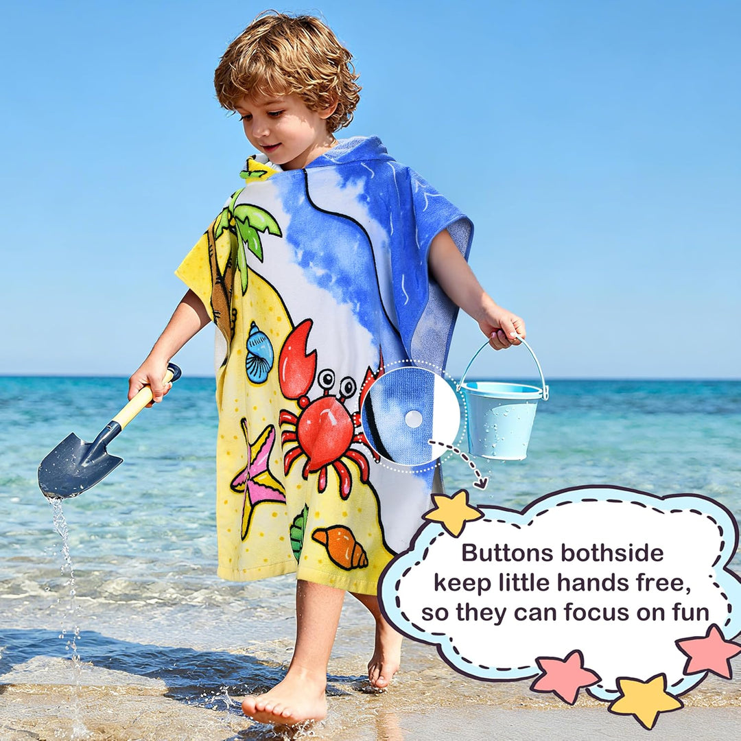 Kato Tirrinia 100% Baumwolle Badeponcho Strandtuch 90-120cm Kinder, Absorbierender Bademantel Badeha