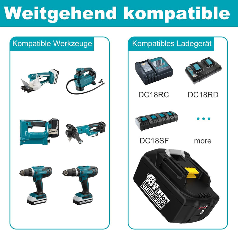 Energup 18V 5.5Ah Ersatzakku für Makita Akku 18V mit Ladegerät DC18RC Kompatibel mit Makita Ladegerä