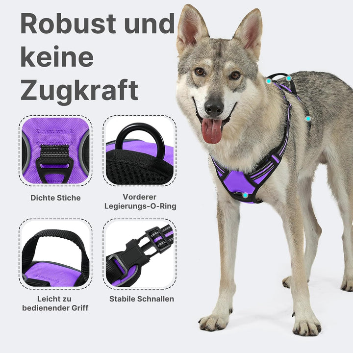 Hundegeschirr Mittelgrosse Grosse Hunde, Anti Zug Hundegeschirr Gepolstert mit Griff, Atmungsaktiv R