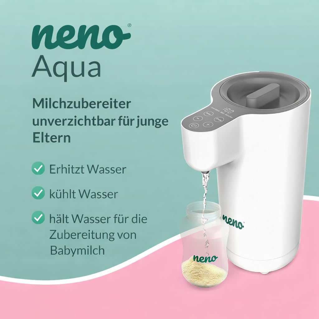 Neno Aqua Flaschenzubereiter Baby - Wasserwärmer für Unterwegs - Wasserkocher Babynahrung - Heisswas