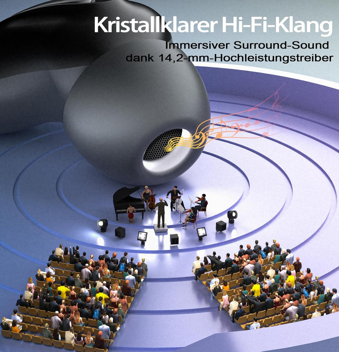 Bluetooth Kopfhörer, Schlafkopfhörer, In-Ear Kopfhörer Kabellos Bluetooth 5.4, Hi-Fi Sound mit ANC+E
