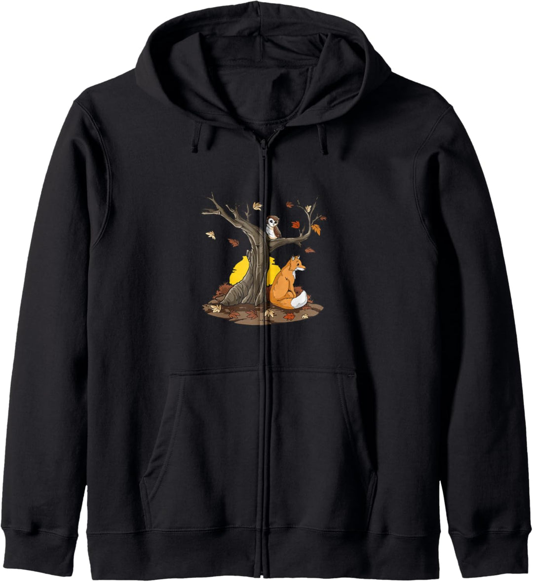 Herbst Baum Fuchs Eule Kapuzenjacke