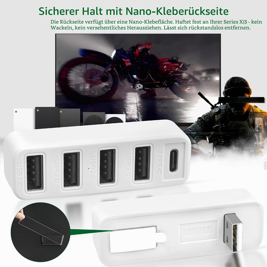 Joso USB-Hub mit 5 Anschlüssen für die Xbox-Serie, Hochgeschwindigkeits-USB-Anschluss ExpanderAdapte