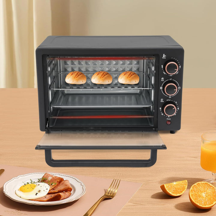 Mini Backofen | 1000 Watt | 22 Liter | inkl. Backblech und Grillrost | Pizzaofen | 120°-250°C | 60 m