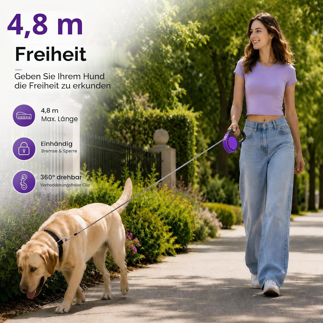 MigooPet Hundeleine, strapazierfähig, einziehbar, 4.6 m, in 2 Grössen erhältlich, robuste und langle