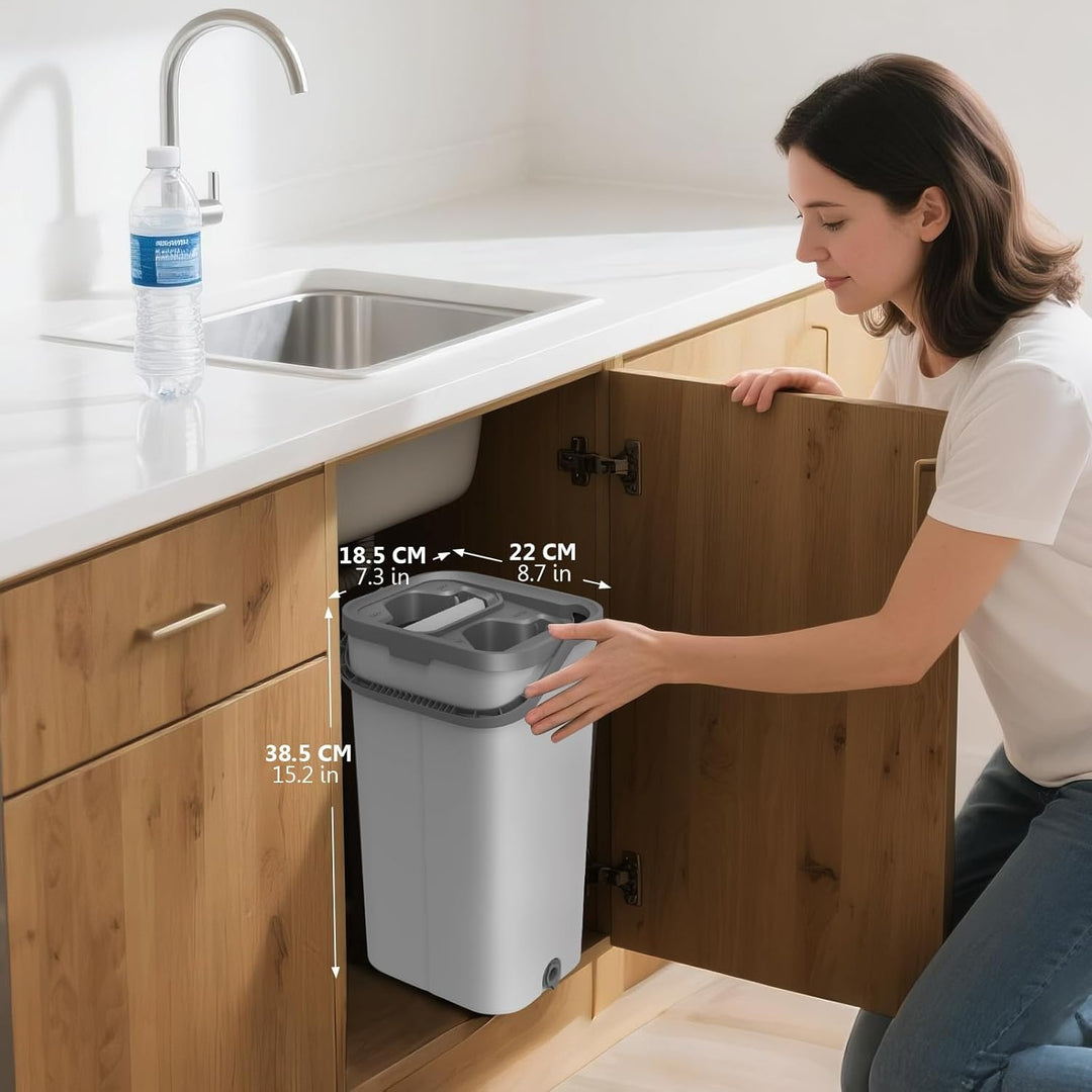 Wischmopp Set mit Eimer,Masthome Putzeimer mit Wischmop und 5 Mikrofaser Moppkopf, Wischmopp Set mit