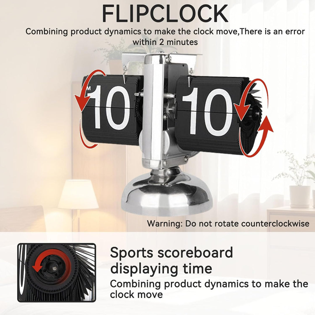 HERCHR Flip-Schreibtischuhr, Retro-Digital-Flip-Down-Uhr, Retro-Minimalist-Einfuss-mechanische Auto-