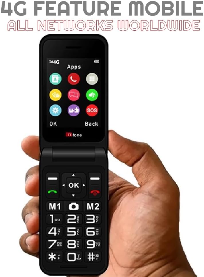 TTfone TT760 Klapptelefon 4G mit Grossen Tasten für Senioren und Notruf-Taste - Entsperrtes Grundleg