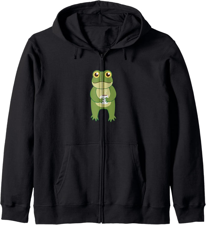 Niedlicher Frosch Kaffee Montag Büroarbeit Kapuzenjacke