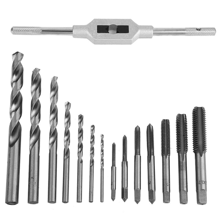 Tippen Sie Schraubenschlüssel Gewindebohrer Spiralbohrer Set Stahl Stahl Metallbearbeitung Gewinde W