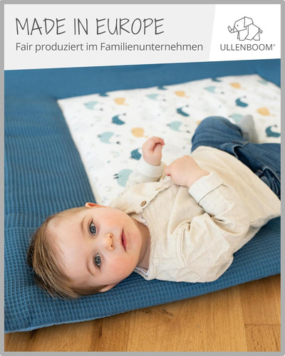 ULLENBOOM® Baby Krabbeldecke 100x100 cm gepolstert - Blau-Wale (Made in EU) - Krabbeldecke für Baby