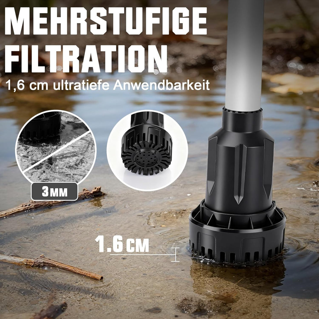 Akku Regenfasspumpe Wasserpumpe mit 2xAkkus, Kabellose Stab-Wasserpumpe, Max. Förderleistung 3000 L/
