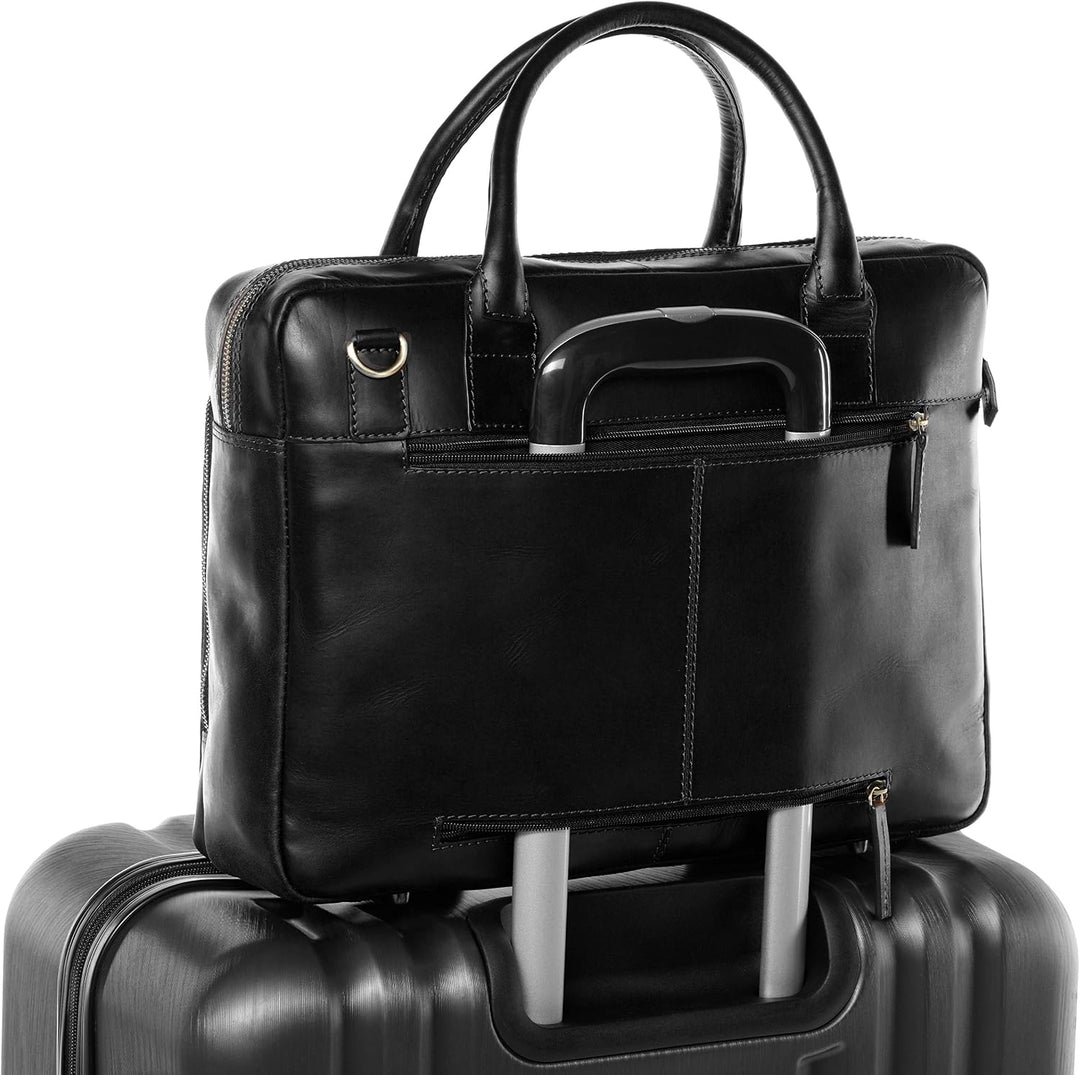 SID &amp; VAIN grosse Laptoptasche echt Leder - 15.4 Zoll Laptop Business-Tasche RYAN XL - Umhängetasche
