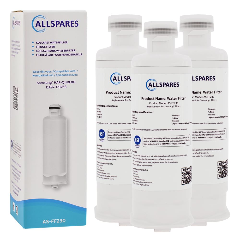 AllSpares Wasserfilter für Kühlschrank geeignet für Samsung DA97-17376B / HAF-QIN/EXP (3 Stück), 3 S
