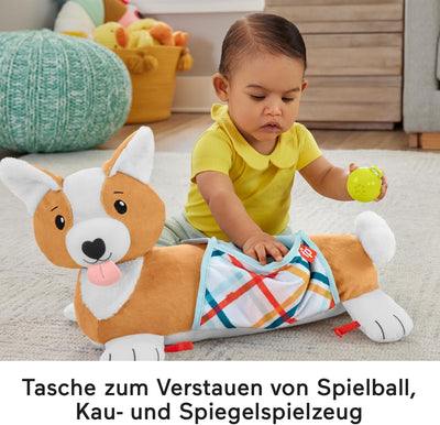 Fisher-Price HJW10 - Baby-Spielzeug zum Spielen in der Bauchlage, 3-in-1 Hündchen Spielkissen mit BP