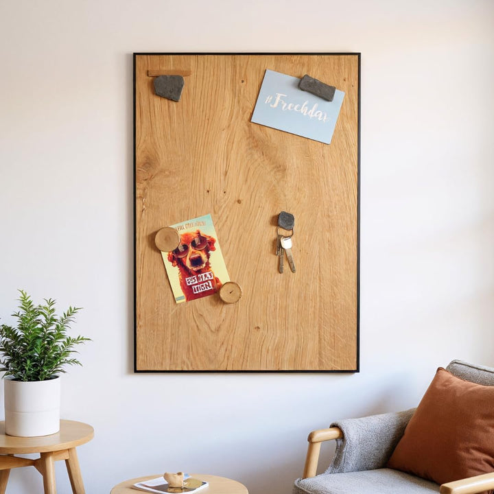 Magnettafel Echt Holz Eiche (Magnetwand+Kreidetafel+Pinnwand+Memoboard) verschiedene Grössen 20x80cm