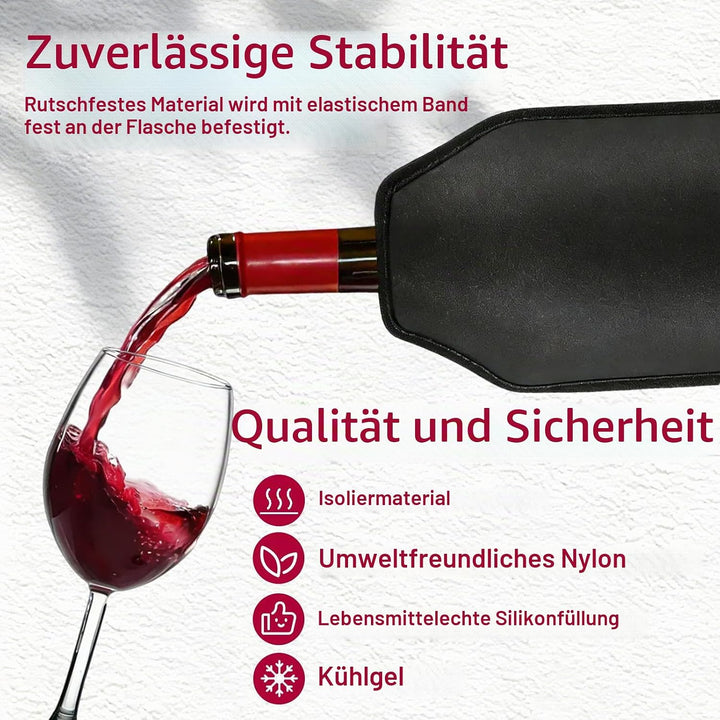 2 Stück Kühlmanschette Wein, Weinkühler Manschette, Kühlmanschette Sektflasche Wiederverwendbarer Fl