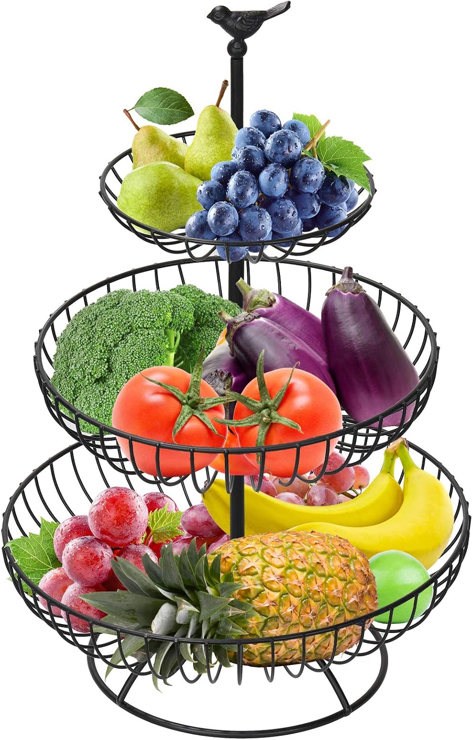 Hossejoy Obstkorb, 3 Stöckig Obstkorb für Mehr Platz auf der Arbeitsplatte, Obstschale & Snack-Verka