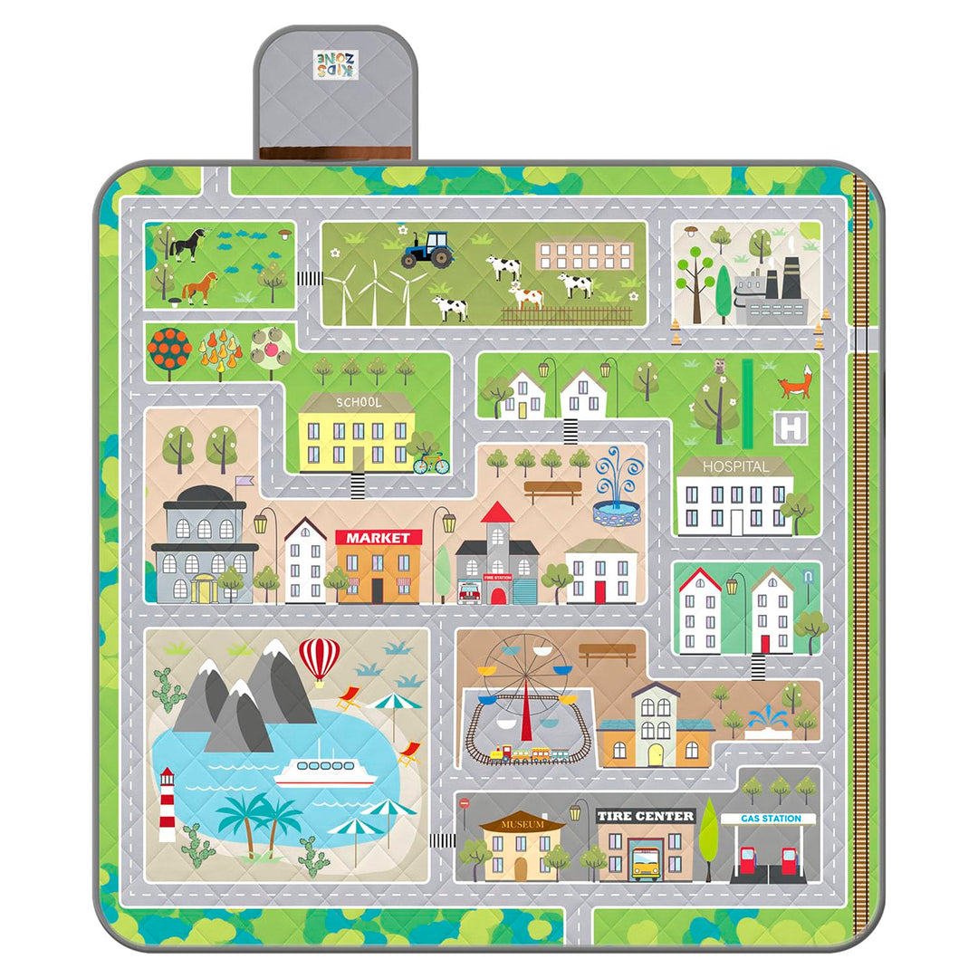 Lustig Picknickdecke Wasserdicht Faltbar für Kinder - Spielzeugautobahn Outdoor Camping Decke Mädche