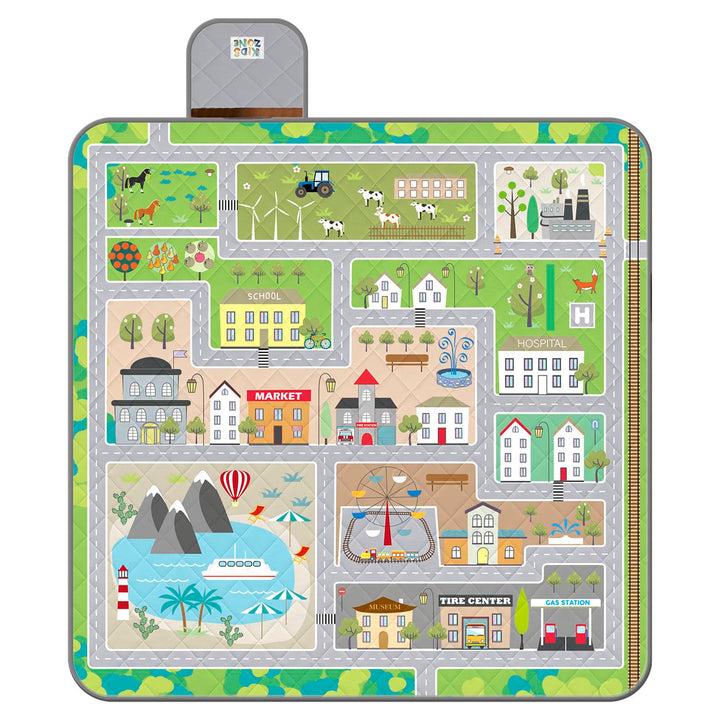 Lustig Picknickdecke Wasserdicht Faltbar für Kinder - Spielzeugautobahn Outdoor Camping Decke Mädche