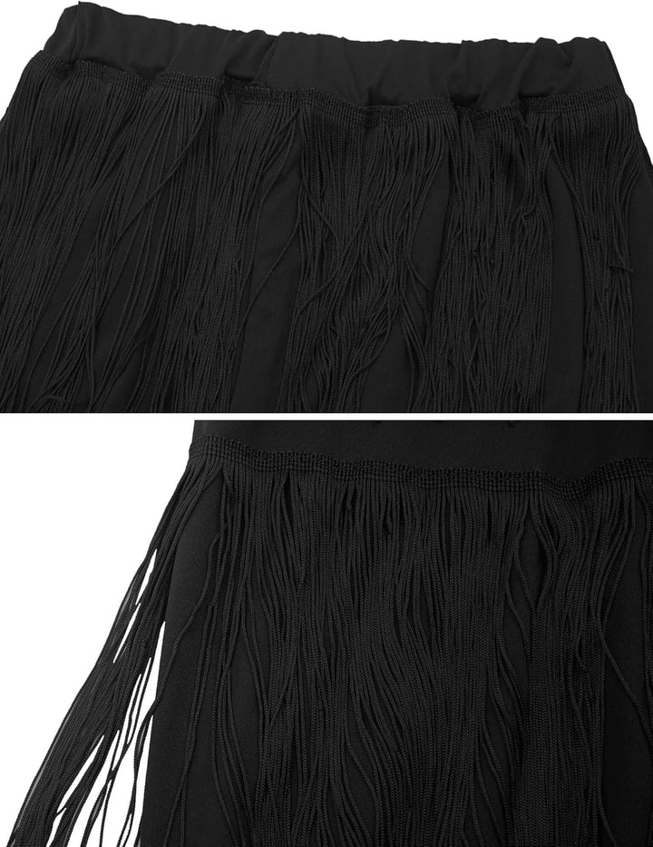 SEAUR Damen Fransenhose Latein Tanzhose Quaste Fransen Hose Tanz Ballsaal Tango Salsa Rumba Cha Cha