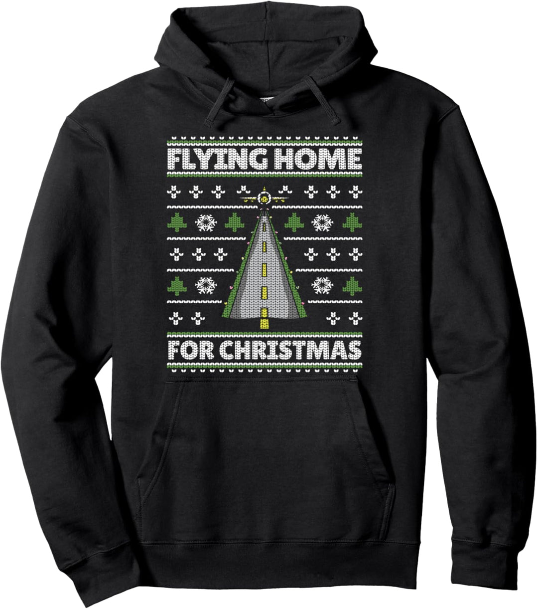 Flying Home For Christmas Pilot Ugly Christmas Pullover Pullover Hoodie