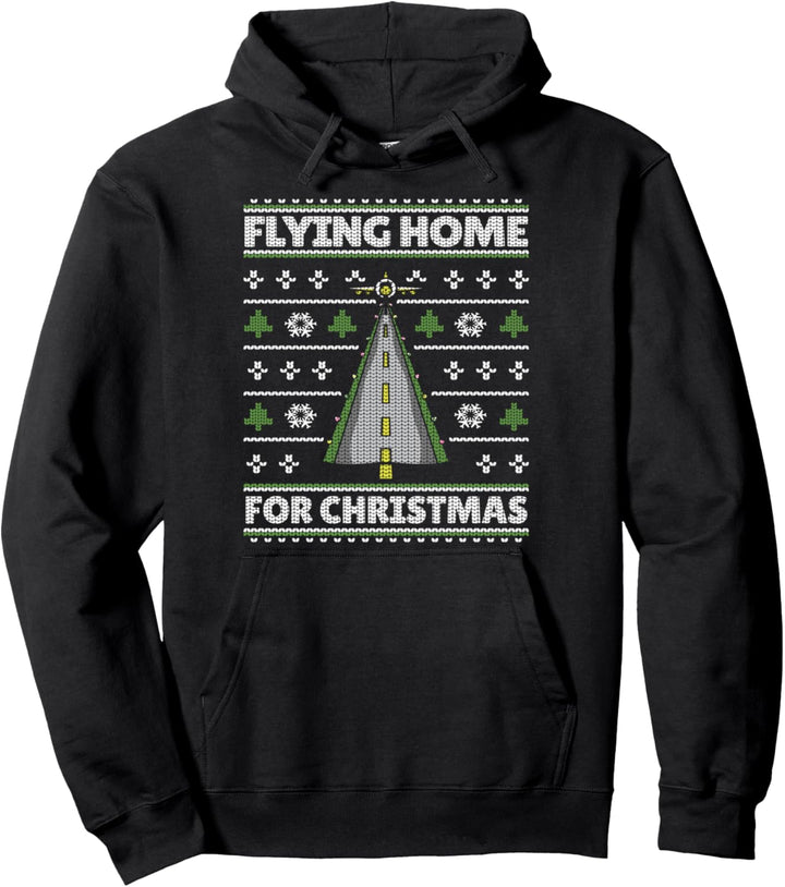 Flying Home For Christmas Pilot Ugly Christmas Pullover Pullover Hoodie