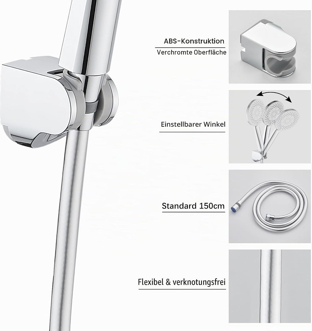 Badewannenarmatur Einhebel mit Handbrause und Duschschlauch Gummi (150cm), Mischbatterie Badewanne m