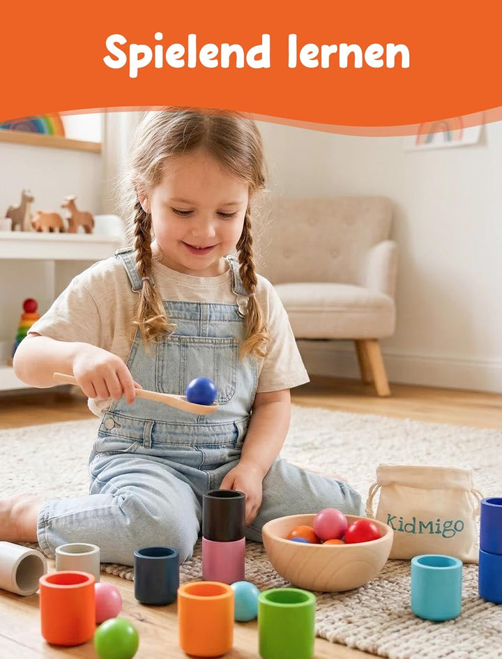 KidMigo Montessori Spielzeug 2 Jahre, Holz Sortier Stapelspielzeug, Montessori Spielzeug Baby, Senso