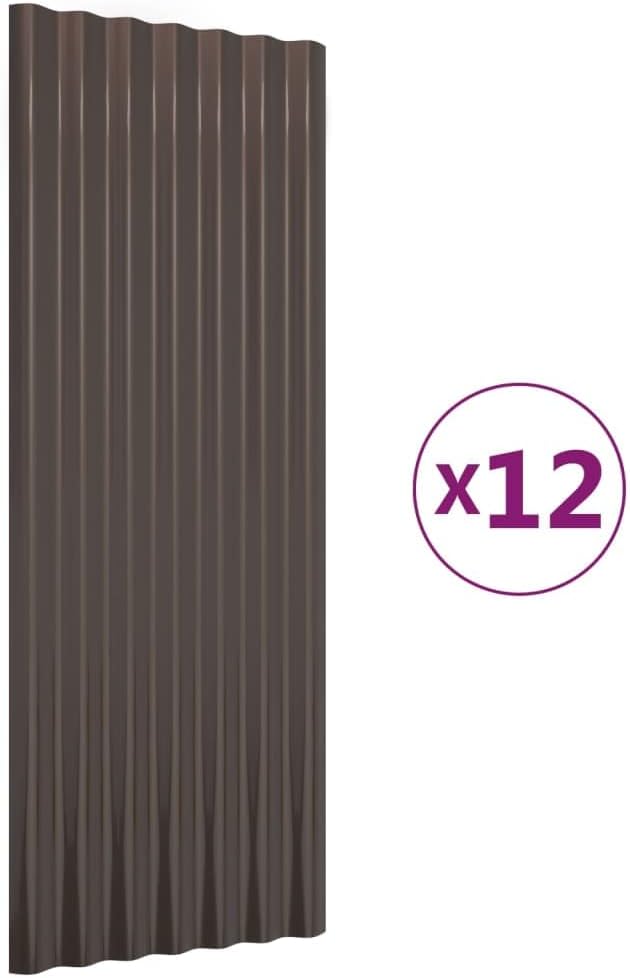 ACAGALA Dachpaneele Wellplatte aus Metall 100 x 36 cm | 12 STK. verzinkte Stahlbleche | Wetterfeste