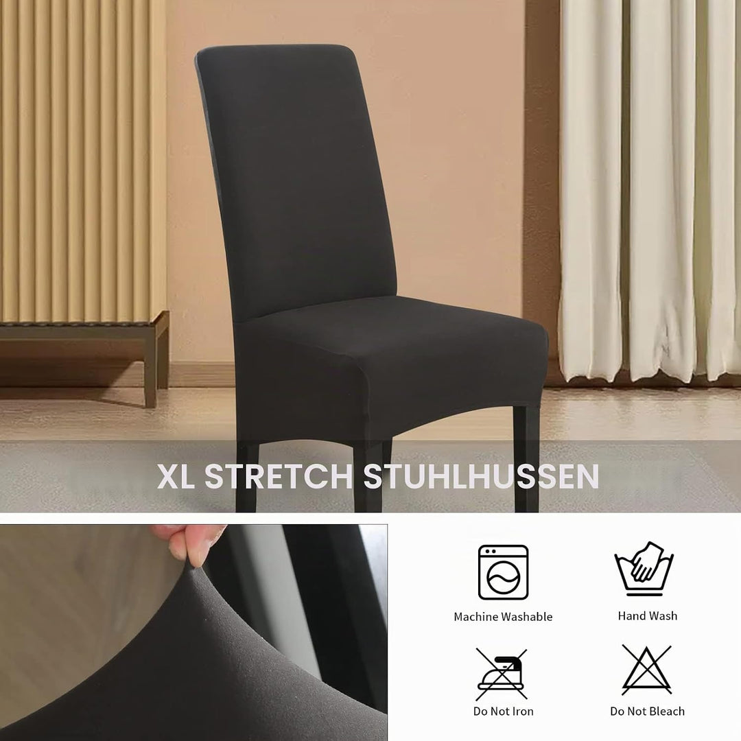 Lydevo Stuhlhussen XL 6er Set Stretch Stuhlhussen Schwingstühle XL für Esszimmerstühle Spandex Unive