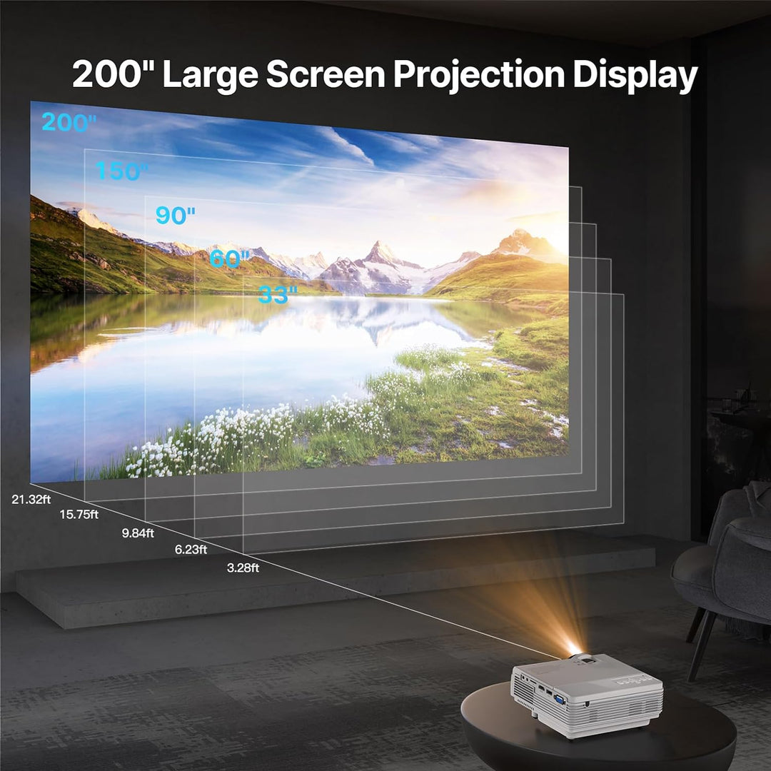 Sunys Bluetooth Mini Beamer, 10000 Lux 1080P HD Full Tragbarer Projektor, LED Heimkino Video Beamer