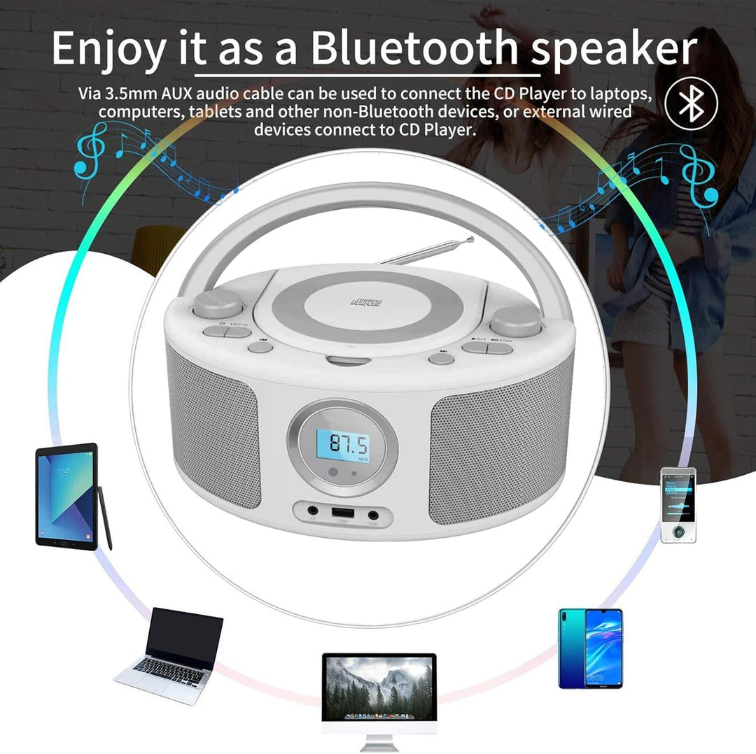 WISCENT Tragbares CD Radio (CD-Player, Boomboxen, UKW Radio, USB, Kopfhöreranschluss, AUX-In),CD Spi