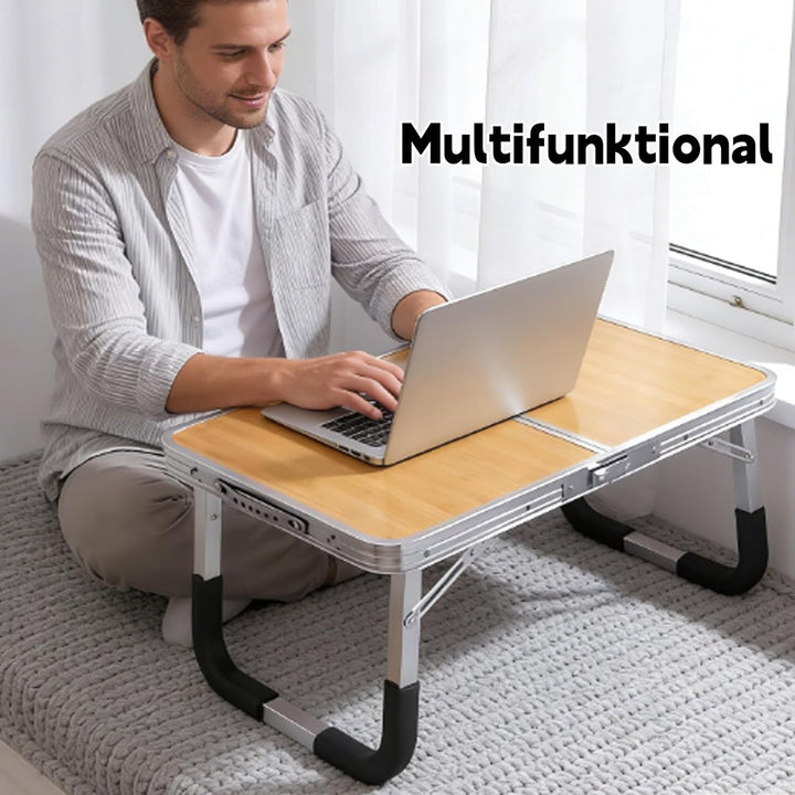 Foldable Laptop Tisch, Tragbares Tisch FüR Bett, Multifunktionaler Holzartig Schreibtischtisch FüR B