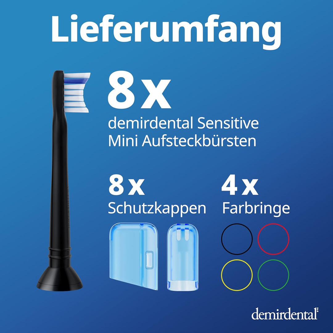 8er demirdental Ersatzbürsten passend für Philips Sonicare, Mini Sensitive Aufsätze & Aufsteckbürste