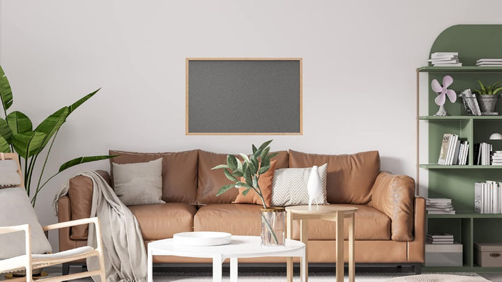 ALLboards Grau Pinnwand mit Holz Rahmen 90x60cm Korktafel Korkwand Pinnwand Kork Grau Oberfläche Kor