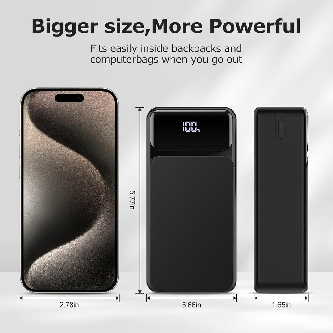 50000mAh Powerbank 22.5W Schnellladung Tragbare Power Bank USB-C mit 4 Ausgängen &amp; 2 Eingängen LED-D