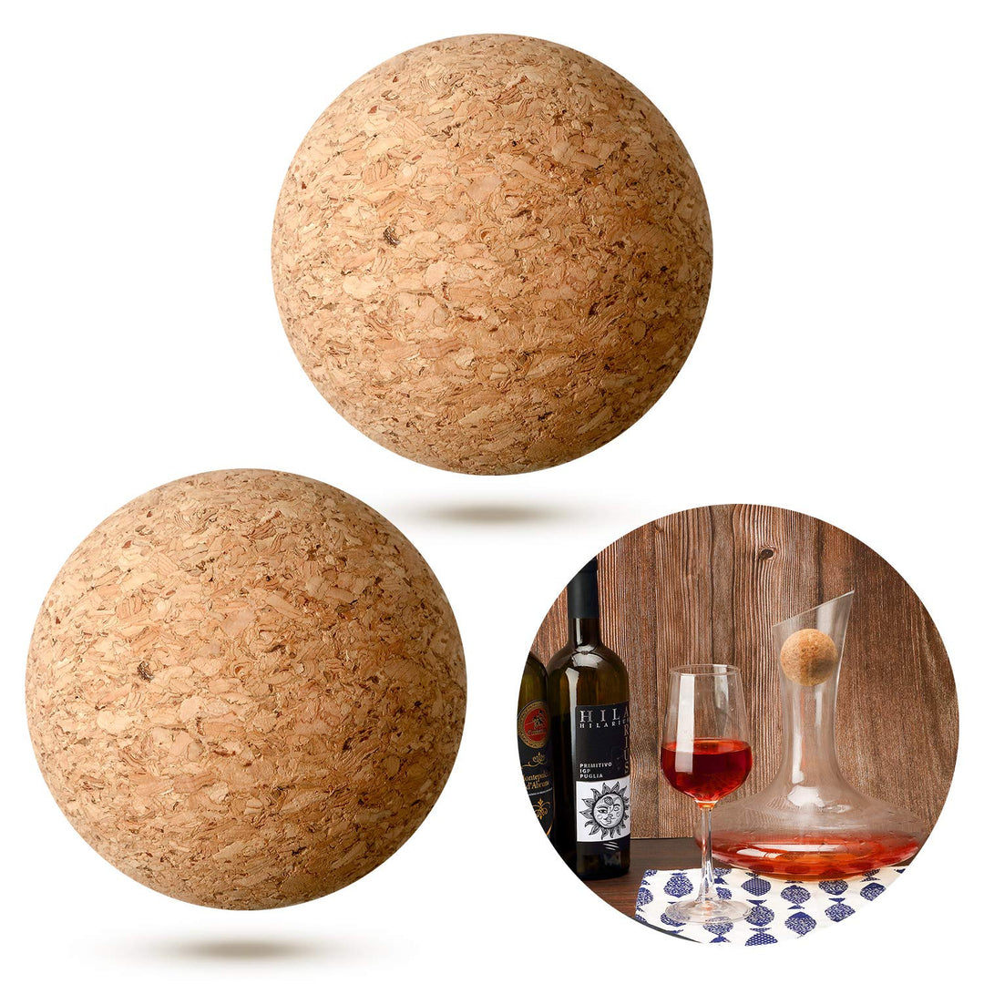 2 Stück Wein Kork Kugel Holz Kork Kugel Stopper für Wein Karaffe Flasche Ersatz (2,1 Zoll/ 5,5 cm)
