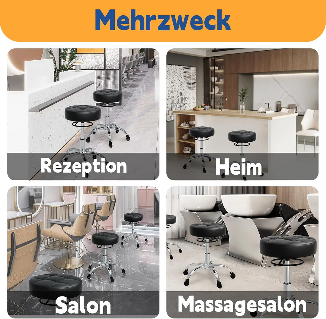 Rollhocker，Hocker höhenverstellbar mit ringheber，Dicker Schaumstoff für weichen Komfort，Stuhl mit ro