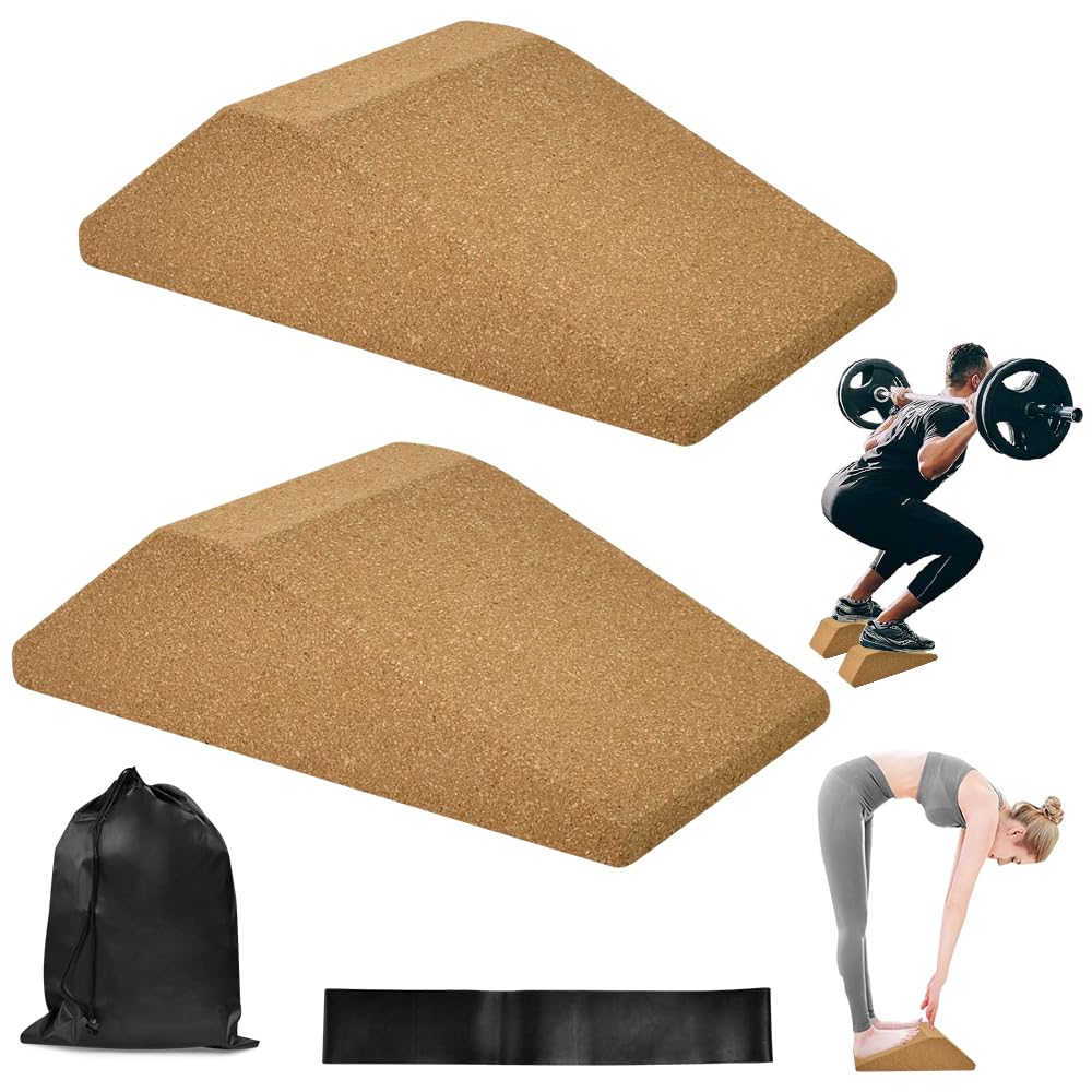 2er-Pack Kork-Kniebeugen-Keilblock Wadendehner Yoga block Rutschfest Kork Wadenstrecker schrägbrett