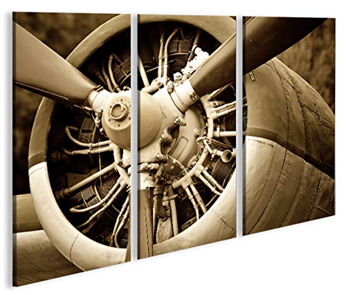 islandburner Bild Bilder auf Leinwand Propeller Flugzeug Motor 3p XXL Poster Leinwandbild Wandbild D