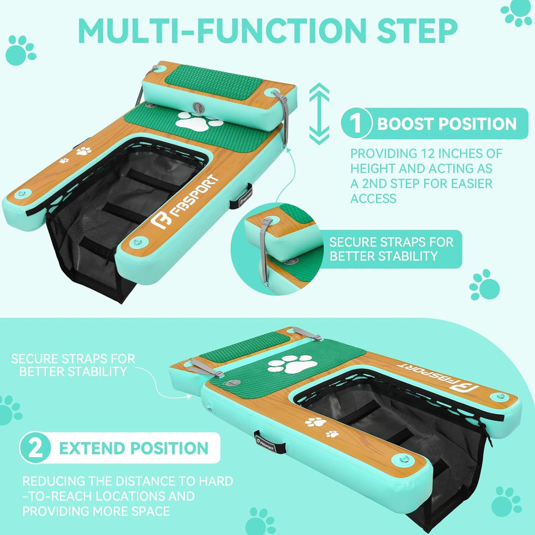 FBSPORT Hunderampe Aufblasbare Hunde Wasserrampe, Hundeboot Rampe Schwimmende Dock Leiter für Pool,
