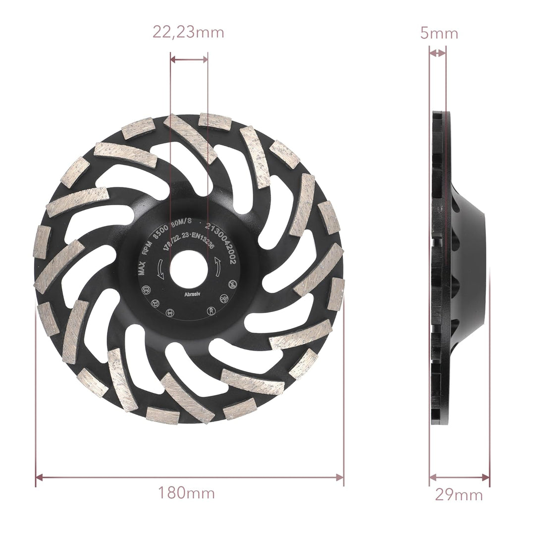 PRODIAMANT Diamant-Schleiftopf 180 mm x 22,2 mm Turbo ST91 Diamantschleifscheibe Asphalt Estrich Pro