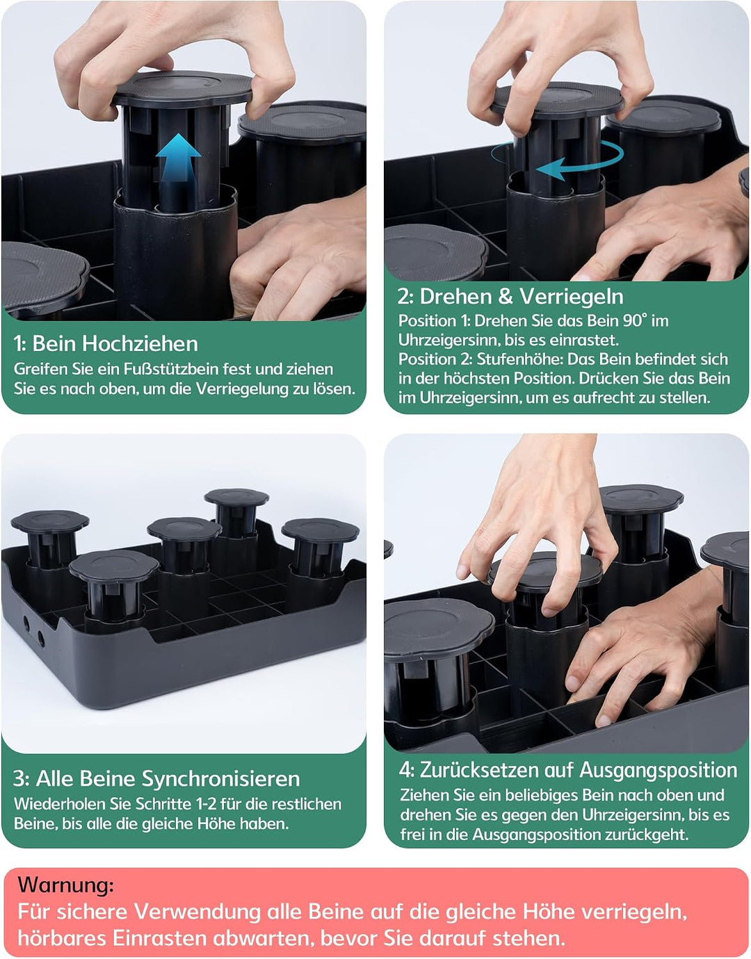 Nachleuchtende Trittstufe rutschfeste Halbstufe 3 Höhenverstellbar 250kg