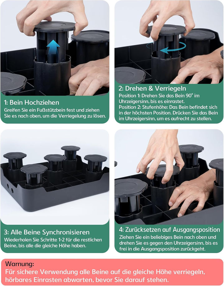 Nachleuchtende Trittstufe rutschfeste Halbstufe 3 Höhenverstellbar 250kg