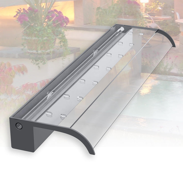 LONGRUNNEW Teich Wasserfallklingen Set, 90 cm Acryl Poolfontäne mit Zubehör, Breite 18 cm Gebogene A