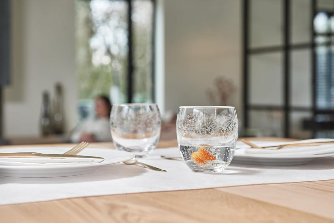 Leonardo Chateau Trink-Glas, Glas-Becher mit floralem Muster, spülmaschinenfeste Wasser-Gläser, 6er