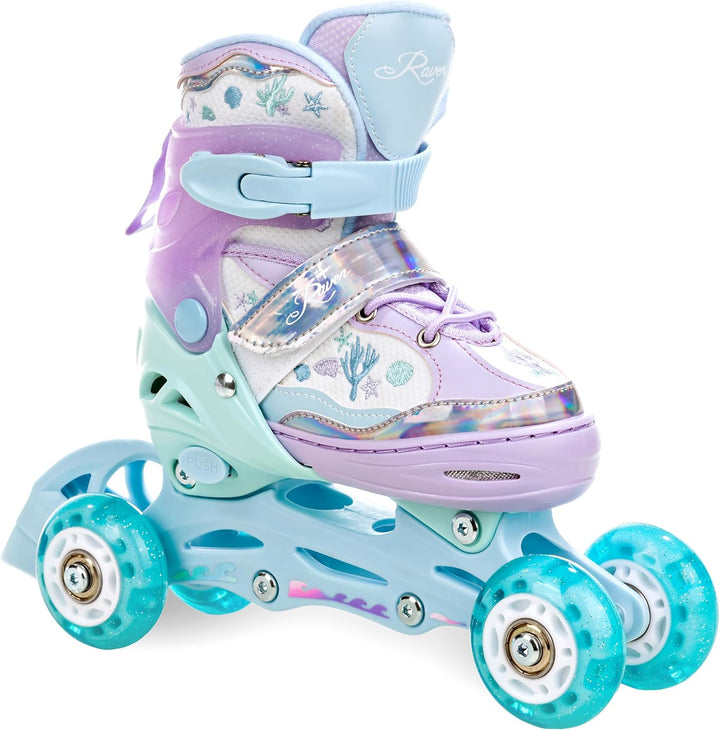 RAVEN 4in1 Inline Skates Triskates Rollschuhe Schlittschuhe Inliner für Kinder Mädchen verstellbar m